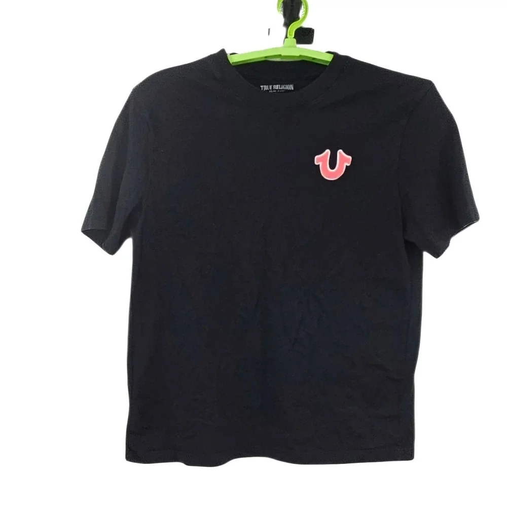 True Religion Black Graphic Buddha Horseshoe Large Short Sleeve T-Shirt